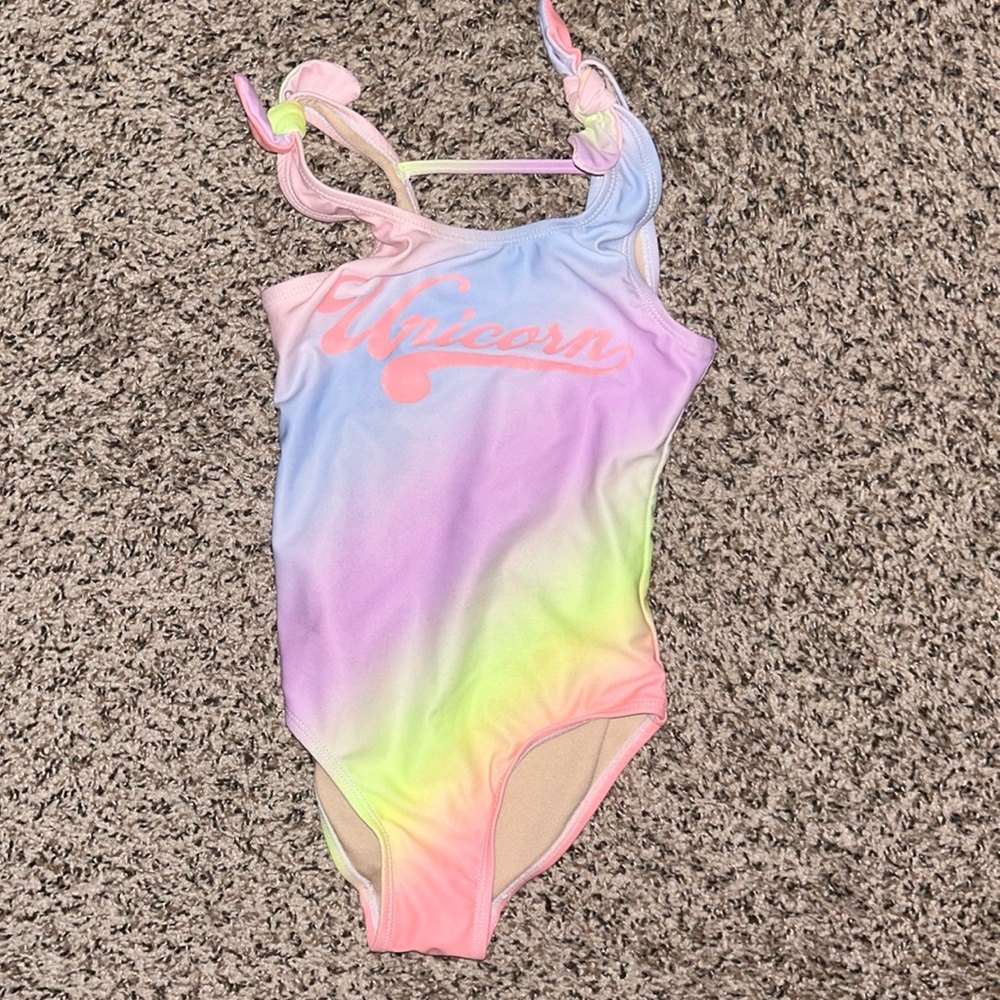 Girls 6 Shadecritters Unicorn Rainbow 1 piece bathing suit
